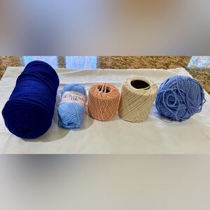 Assorted Yarn Collection in Blue, Peach, and Cream